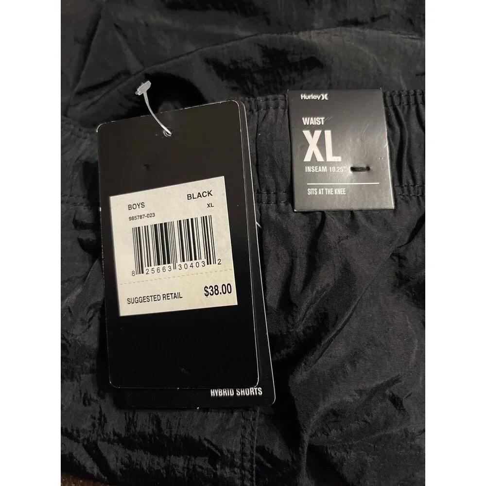 Hurley Solid Nylon Pull On Shorts Size XL Black New With Tags